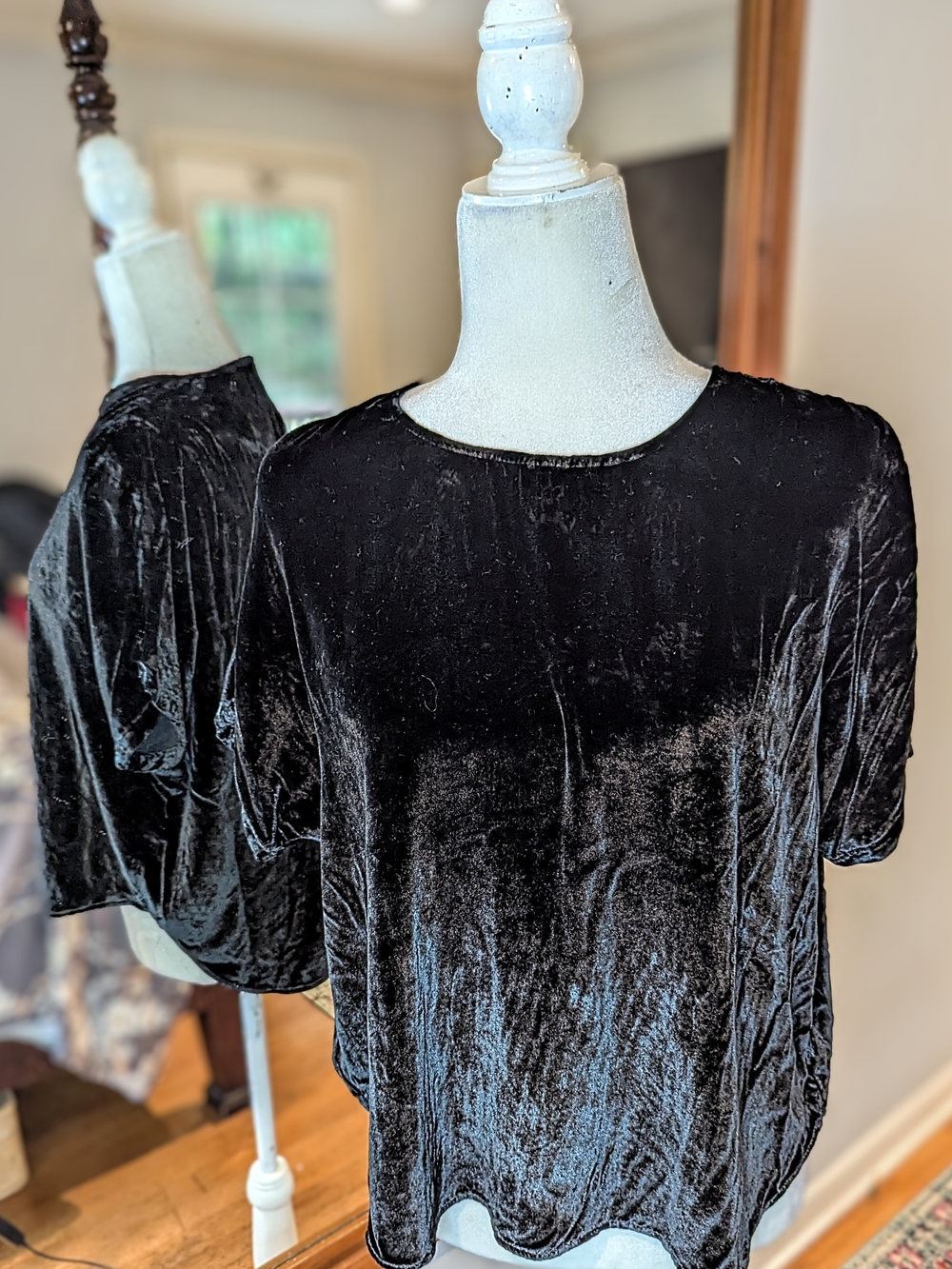 Madewell Black Velvet Short Sleeve Crew Tee